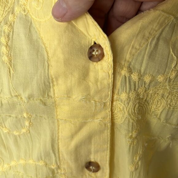 Cottonseed Vintage Button Front Embroidered with Frayed look Oversized USA SZ M - Picture 4 of 7